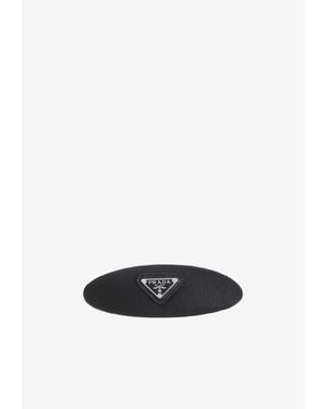 Prada Triangle Logo Hair Clip - White