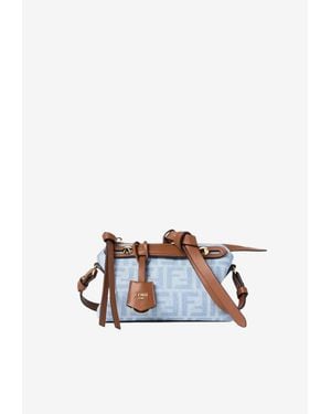 Fendi Mini By The Way Ff Denim Shoulder Bag - White