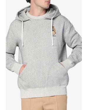 Polo Ralph Lauren Polo Bear And Logo Hooded Sweatshirt - Gray