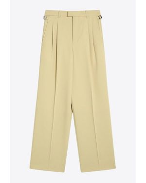 Ami Paris Wide-Leg Wool Tailored Trousers - Yellow