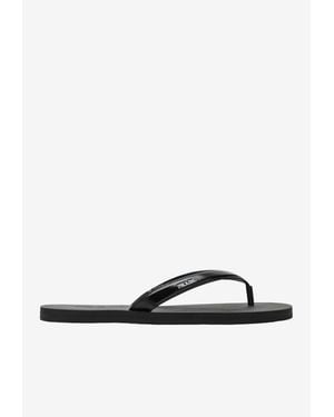 Prada Brushed Leather Flip-Flops - White