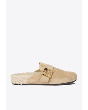 Tory Burch Mellow Shearling Slippers - White