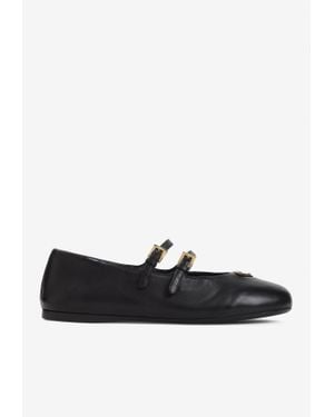 Prada Logo-Plaque Ballet Flats - White