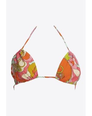 PUCCI Orchidee Print Triangle Bikini Top - White