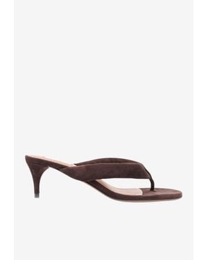 Alaïa 55 Padded Suede Thong Sandals - White