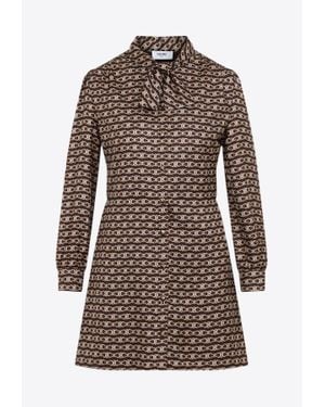 Celine Robe Lavalliere Papillon Mini Dress - Brown