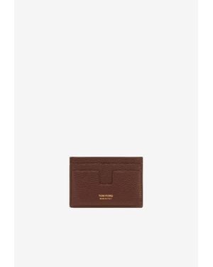 Tom Ford Classic Grain Leather Card Holder - White
