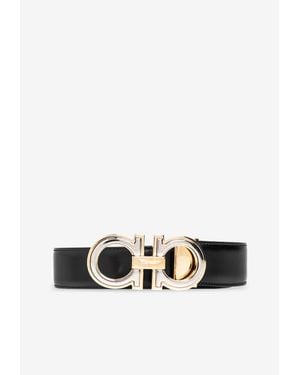 Ferragamo Reversible Gancini Leather Belt - White