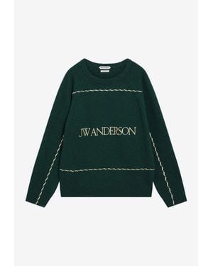JW Anderson Logo Embroidered Wool Sweater - Green