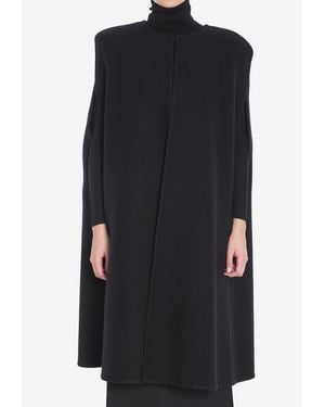 Valentino Fluffy Cashmere-Blend Cape Coat - Black