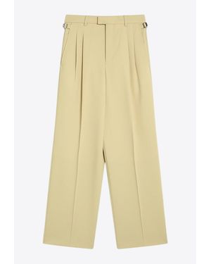 Ami Paris Wide-Leg Wool Tailored Pants - Yellow