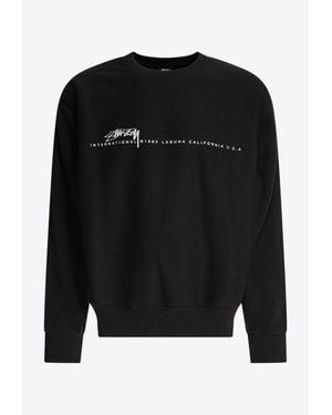 Stussy Logo Print Crewneck Sweatshirt - Black