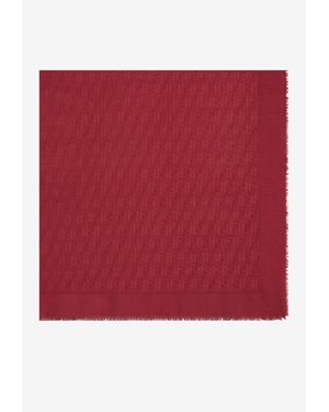 Fendi Large Ff Jacquard Silk Shawl - Red