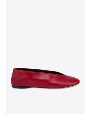Moschino Duck Nappa Leather Ballet Flats - Red