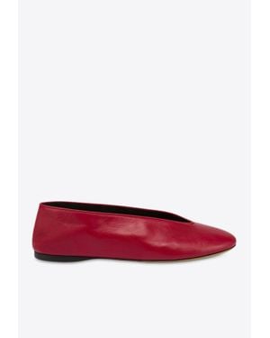 Moschino Duck Nappa Leather Ballet Flats - Red