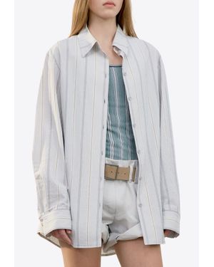 Low Classic Striped Button-Up Shirt - Gray