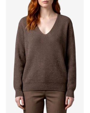 The Row Phef V-Neck Jumper - Brown