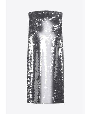 Sportmax Stemma Gradient Sequin Strapless Midi Dress - Grey