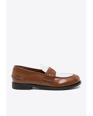 Miu Miu Two-Tone Leather Penny Loafers - Brown