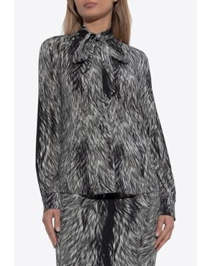 Dolce & Gabbana Fur Print Charmeuse Silk Shirt - Grey
