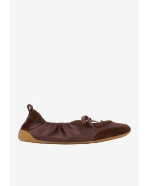 Chloé Kick Satin And Suede Ballet Flats - Brown