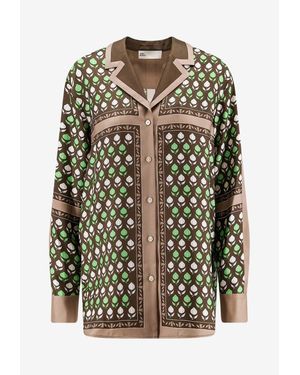 Tory Burch Printed Silk Shirt - Gray