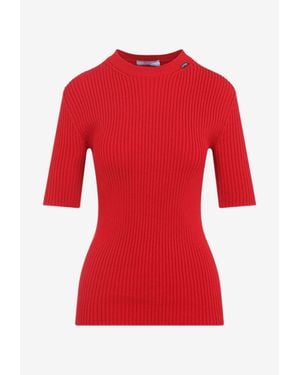 Prada Ribbed Wool Top - Red