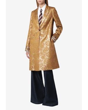 Dries Van Noten Single-Breasted Metallic Jacquard Coat