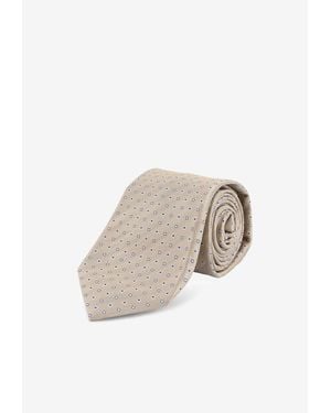 Kiton Patterned Jacquard Silk Tie - White