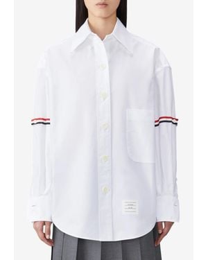 Thom Browne Name Tag Patch Oxford Shirt - White
