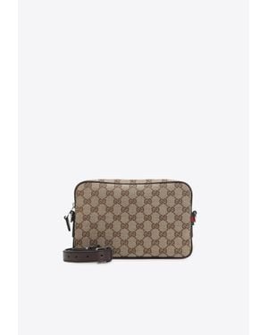 Gucci Small Gg Canvas Pouch Bag - White