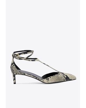 KHAITE Mia 45 Python Print Leather Pumps - White