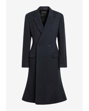 Balenciaga Double-Breasted Wool Coat - Blue