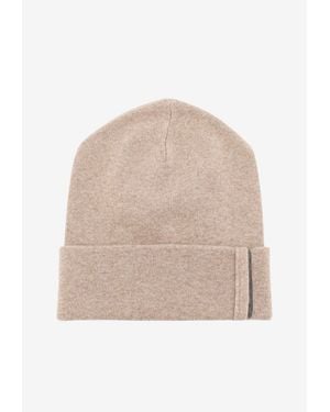 Brunello Cucinelli Monili Cashmere Beanie - Natural