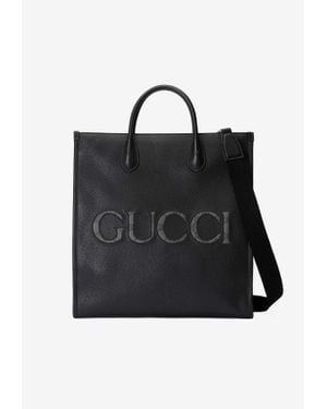 Gucci Embossed Logo Top Handle Bag - Black