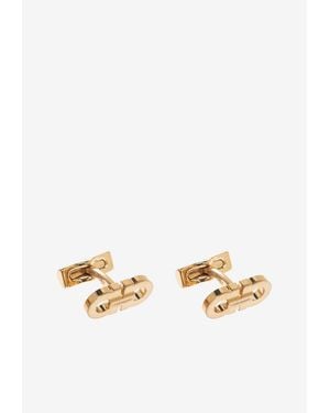 Ferragamo Double-Gancini Brass Cufflinks - White