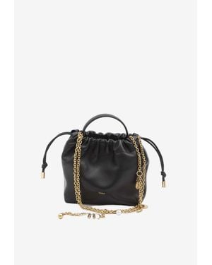 Chloé Mini Icons Chain Leather Bucket Bag - Black