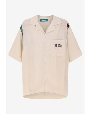 Barrow Bowling Shirt With Knitted Inserts - Natural
