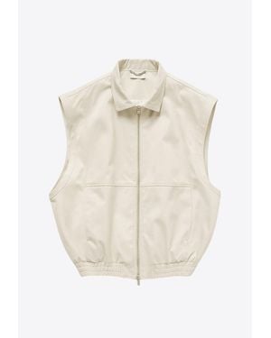 1989 STUDIO Logo Embroidered Zip-Up Vest - Natural