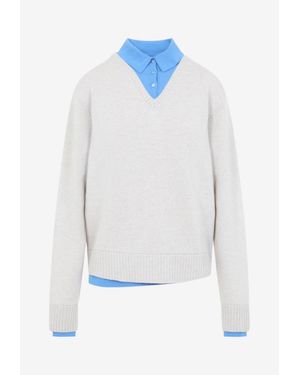 Acne Studios Layered Wool Polo Sweater - White