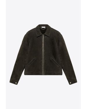 1989 STUDIO Embroidered Logo Shearling Jacket - Black