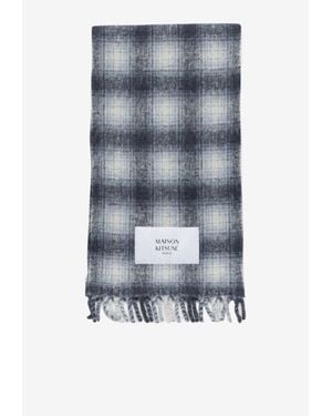 Maison Kitsuné Fringed Alpaca Scarf - Blue