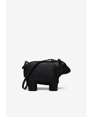 Thom Browne Bear Baguette Grained Leather Shoulder Bag - Black