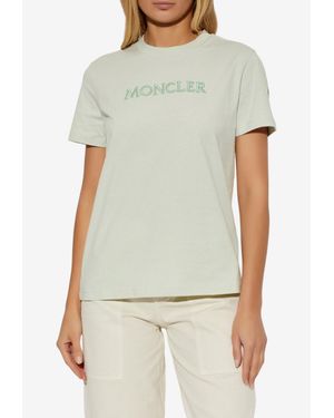 Moncler Logo Embroidered T-Shirt - Multicolor