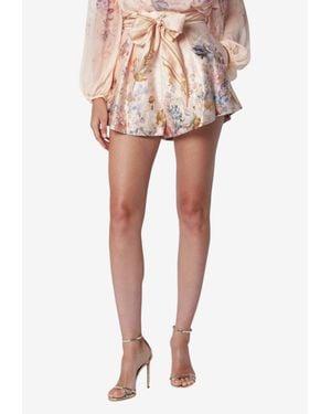 Zimmermann Valiant Floral Print High-Waist Mini Shorts - Multicolor
