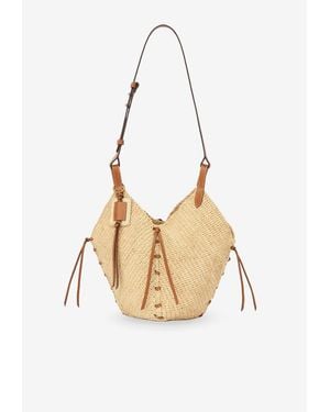 Isabel Marant Losange Raffia Shoulder Bag - Metallic