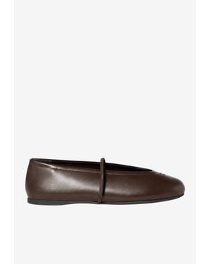 Miu Miu Embossed Logo Leather Ballet Flats - White