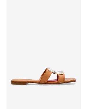 Roger Vivier Viv' By The Sea Leather Slides - White