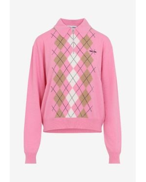 Miu Miu Argyle Cashmere Jumper - Pink