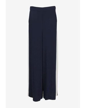 P.A.R.O.S.H. Wide-Leg Pants Contrast Side-Panels - Blue